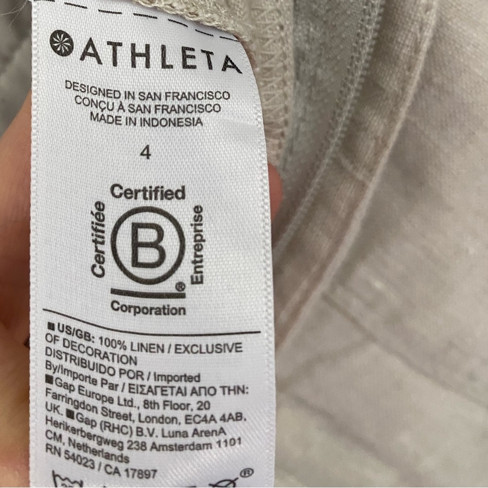 ATHLETA Voyager Linen Pant Light Cream Crop Ankle Size 4 Cottagecore Coastal - Picture 8 of 10